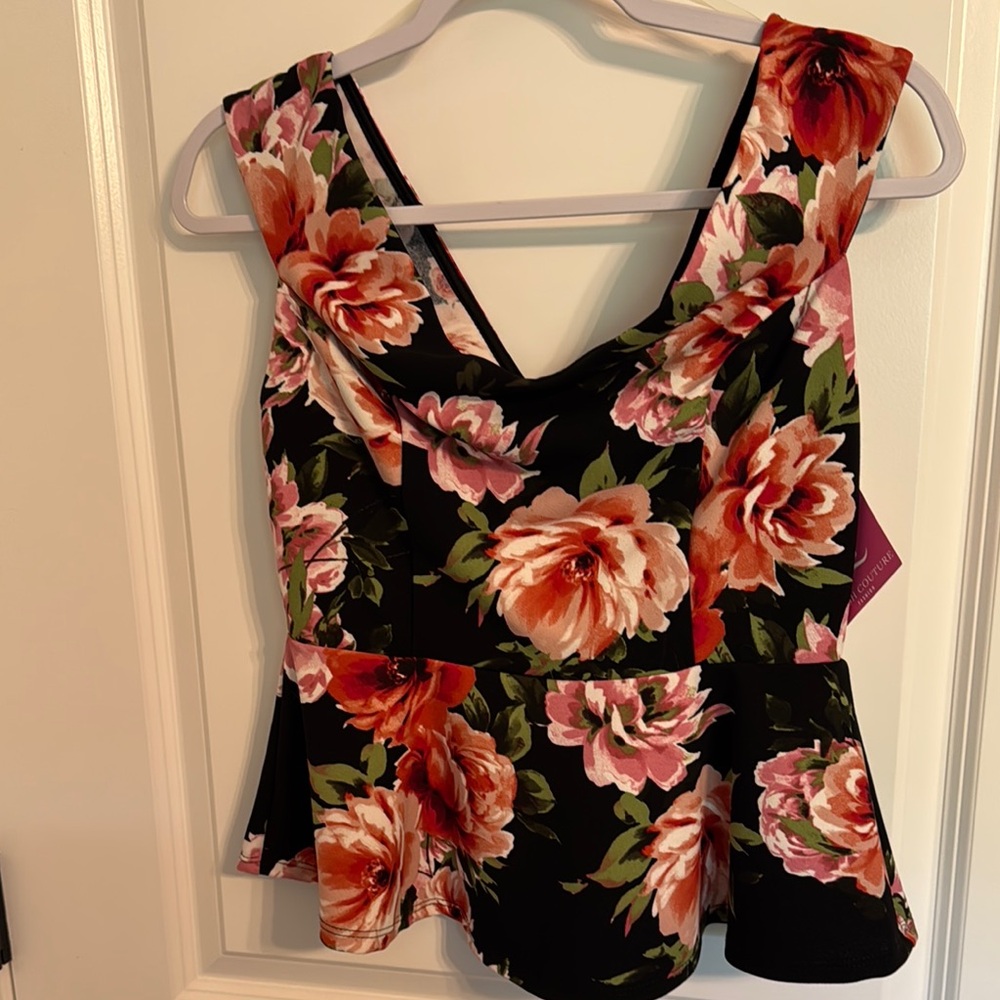 Floral Black and Pink Women's Top